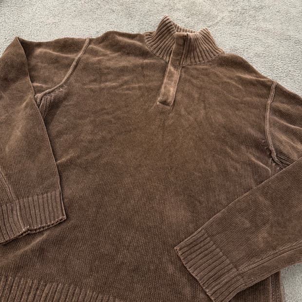 [ 정품/L ] 말보로 클래식 빈티지 하프집업 코듀로이 긴팔 니트