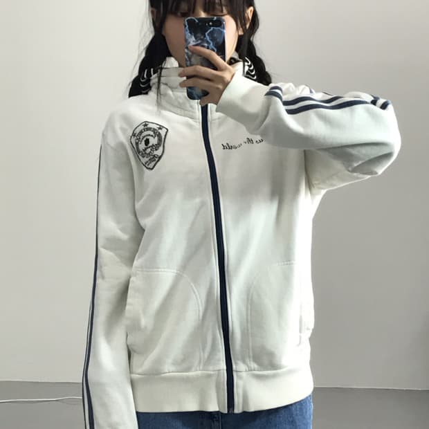 Jpn Kitsch White Cotton Zip Up