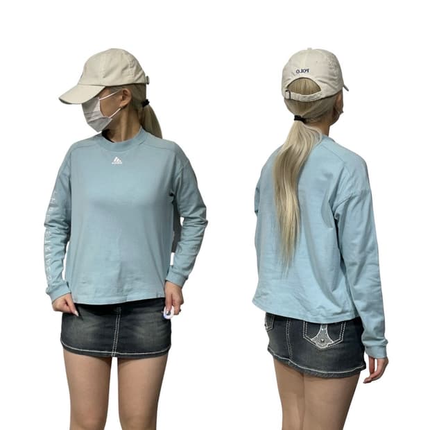 아디다스 크롭 소라색 맨투맨 롱슬리브 S