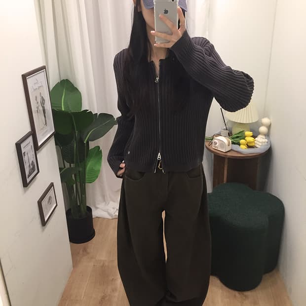 여성 후아유 투웨이 크롭 니트집업 95