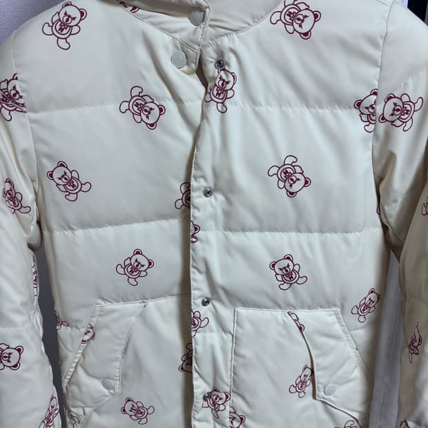 히스테릭글래머 퍽베어 크림핑크 패딩 리버시블