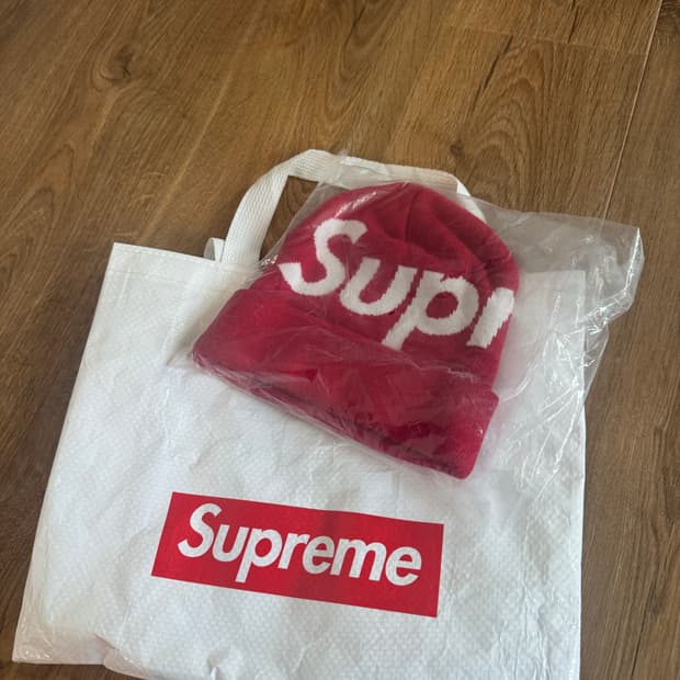 슈프림 빅로고 비니 레드