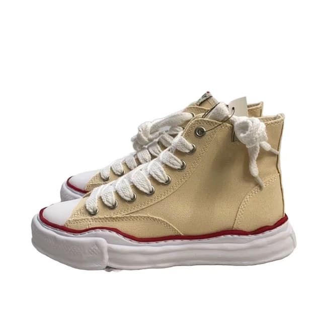 메종 미하라 야스히로 피터슨 OG 솔 캔버스 하이탑 스니커즈 내츄럴