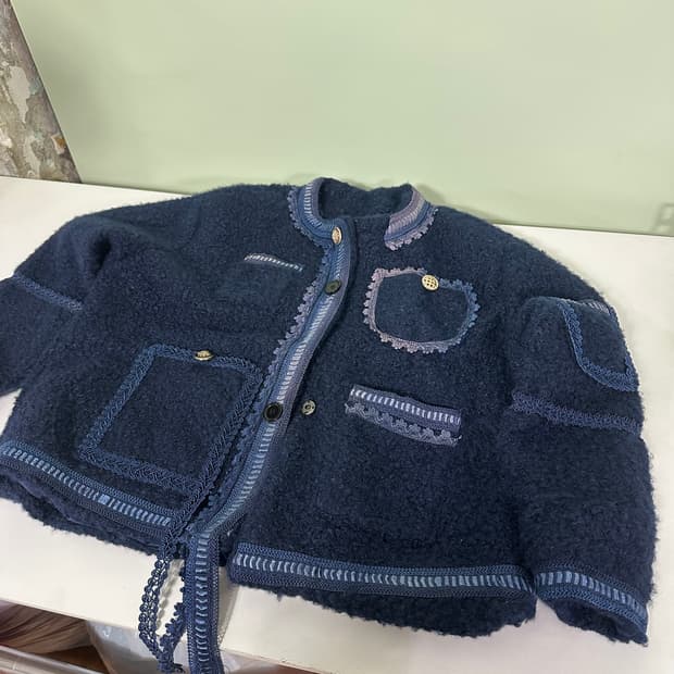 우먼FREE VTG 다크네이비 부클 트위드자켓