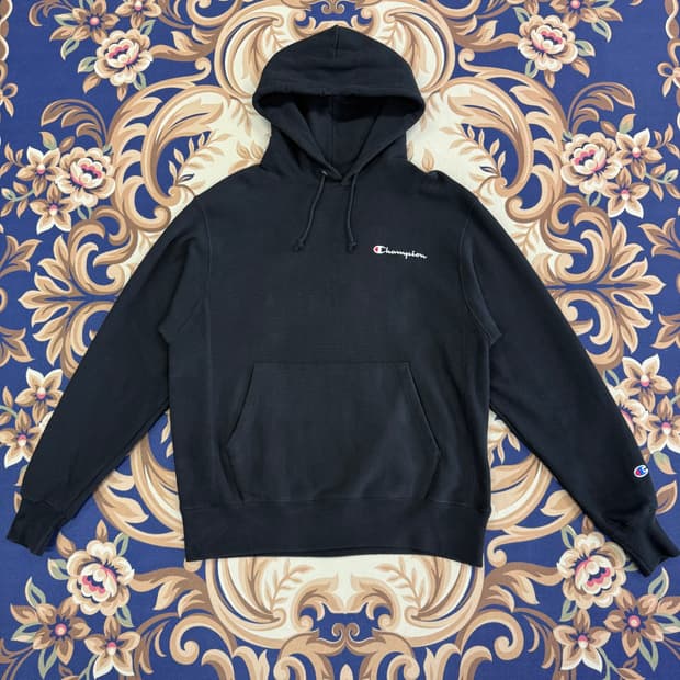 (M)챔피언 Champion 리버스위브 후드티셔츠(블랙)