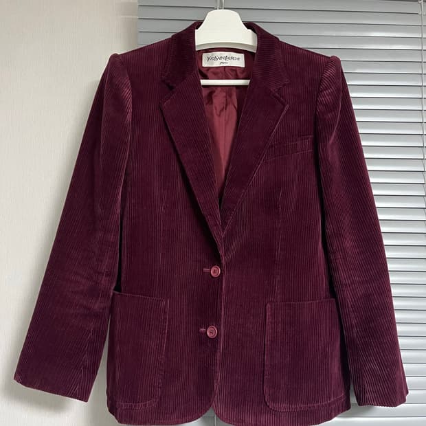 Yves Saint Laurent 버건디 코듀로이 자켓