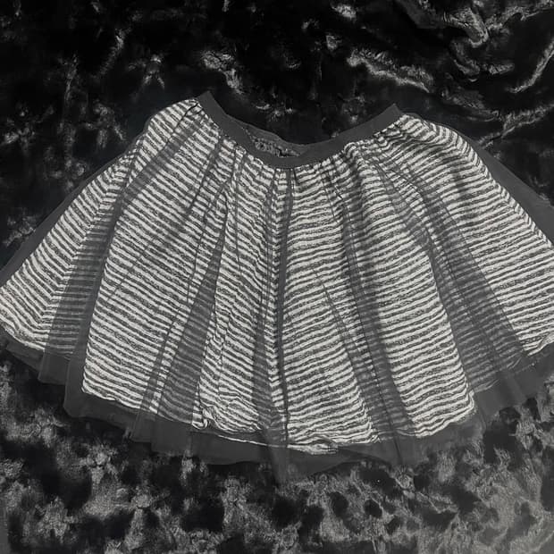 갸루 그레이 샤스커트 스트라이프 펑크 