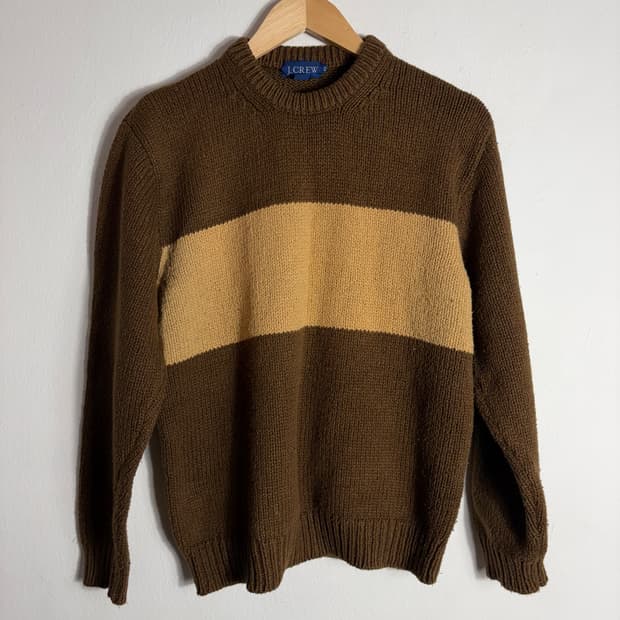 제이크루 브라운 배색 니트 스웨터(XS)
