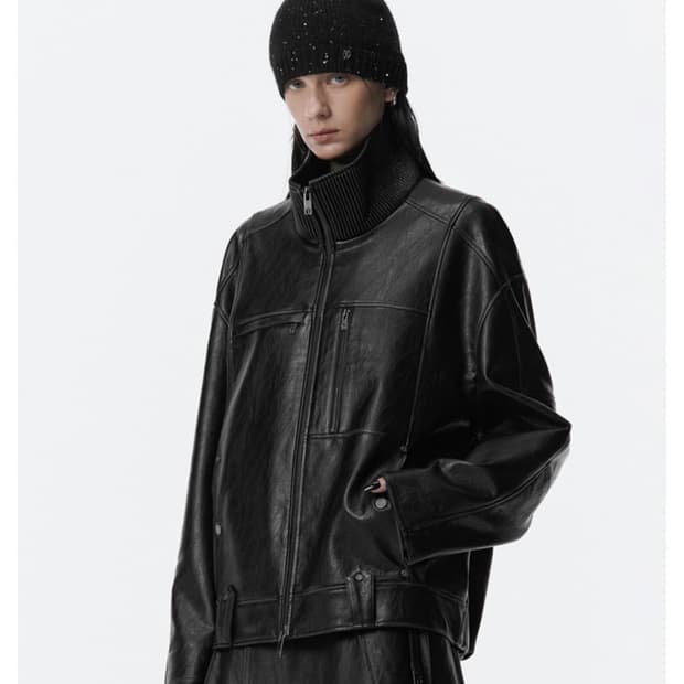 트리밍버드 빈티지 레더 봄버 자켓