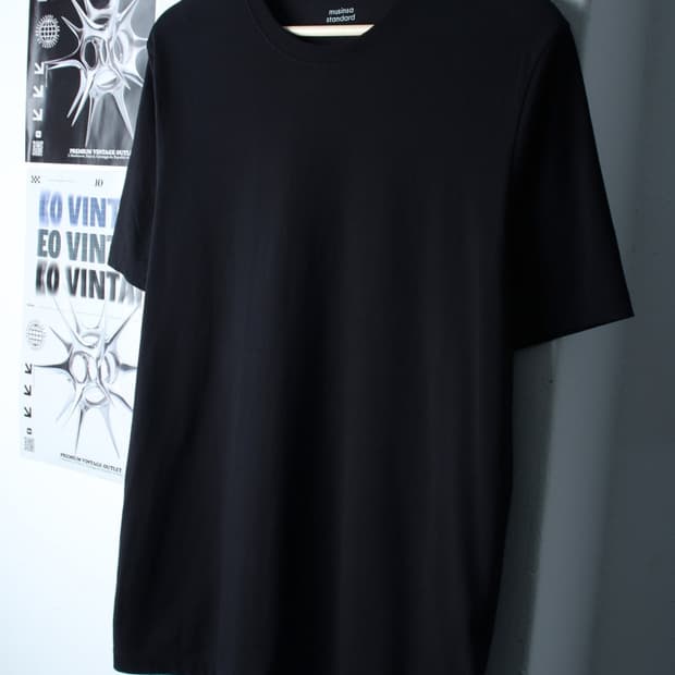 (L-XL) 무신사 스탠다드 반팔 티셔츠 무지 블랙 기본-H30606