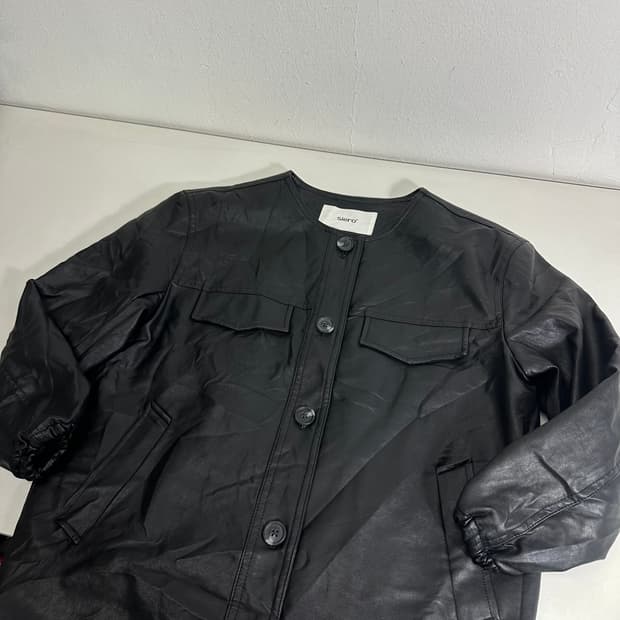 우먼S 시에로 블랙 페이크레더 U넥 가죽자켓