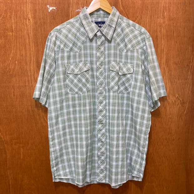 (L) Wrangler 랭글러 체크 웨스턴 반팔 셔츠