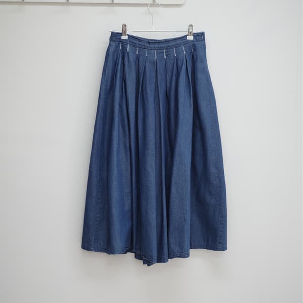 Stitch denim skirt pants