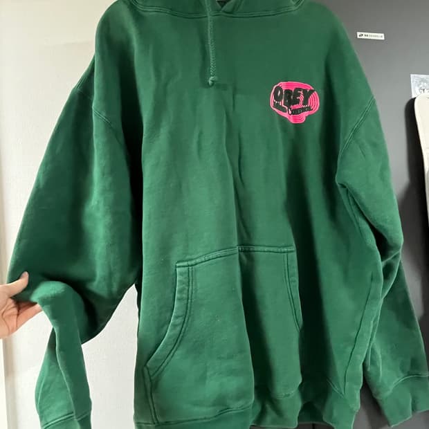 오베이 Mind Control 그린 후드티 L obey