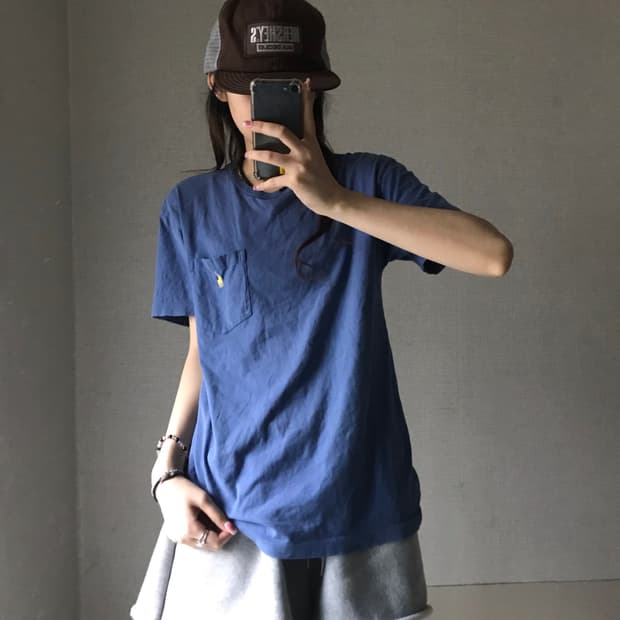 폴로 블루 포켓반팔티셔츠