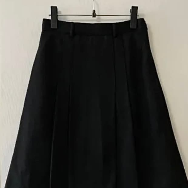 모직 플리츠 미디 스커트