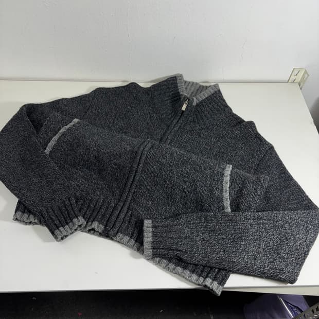 L 105 LEE 리 챠콜 루즈핏 헤비울 니트집업 