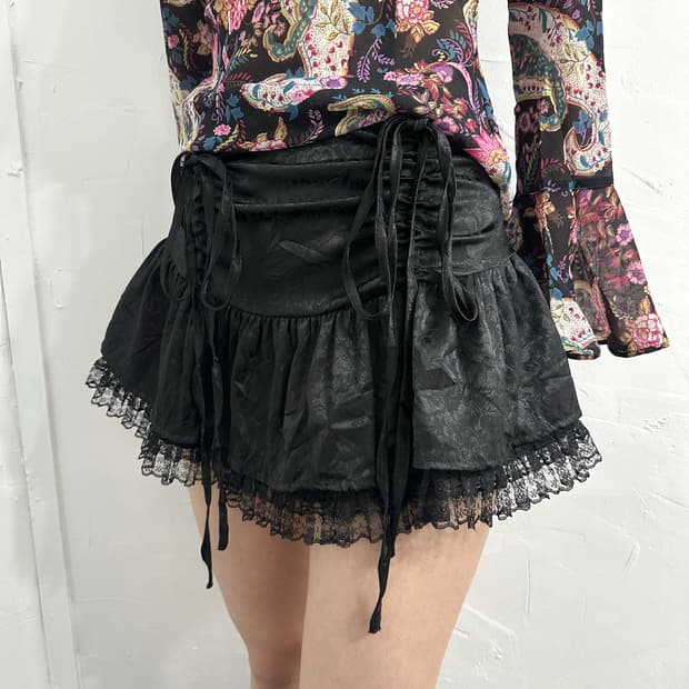 oriental eyelet mini skirt