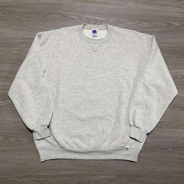90s usa 러셀 스웻셔츠 그레이(아이보리 스티치) 맨투맨