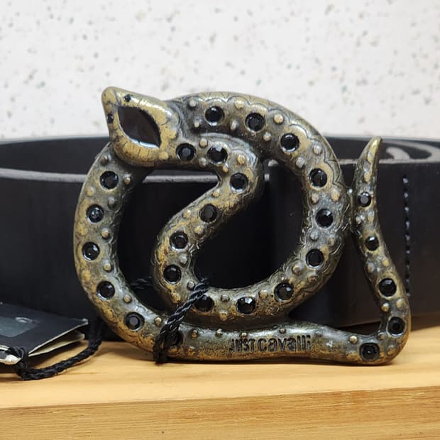 Just Cavalli 뱀 버클 가죽 벨트 90 MADE IN ITALY