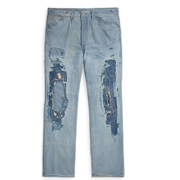 RRL 빈티지 파이브포켓 리페어 인디고 팬츠 36x32 판매