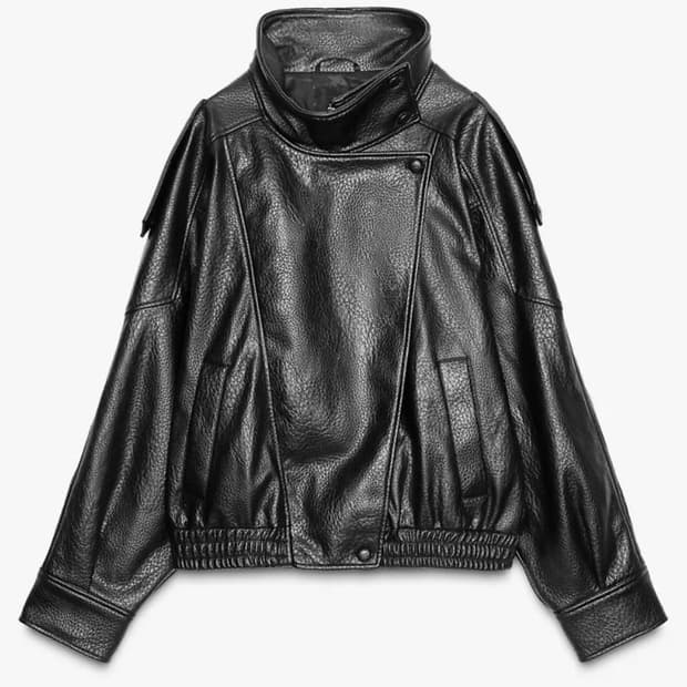 자라 페이크 레더 자켓 s
