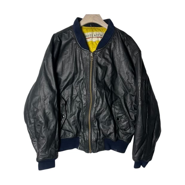 [JPN] 90's 빈티지 재팬 올 레더 바시티자켓