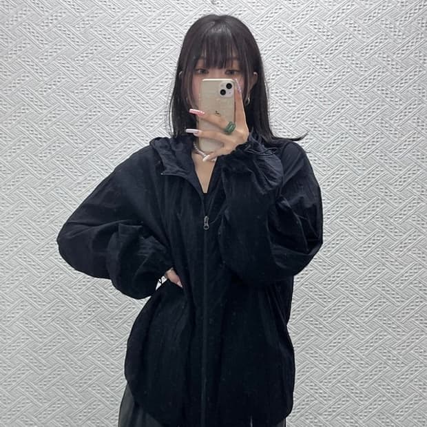쿠어 빈티지 캐주얼 오버핏 셔링 스트라이프 후드집업 L C13276