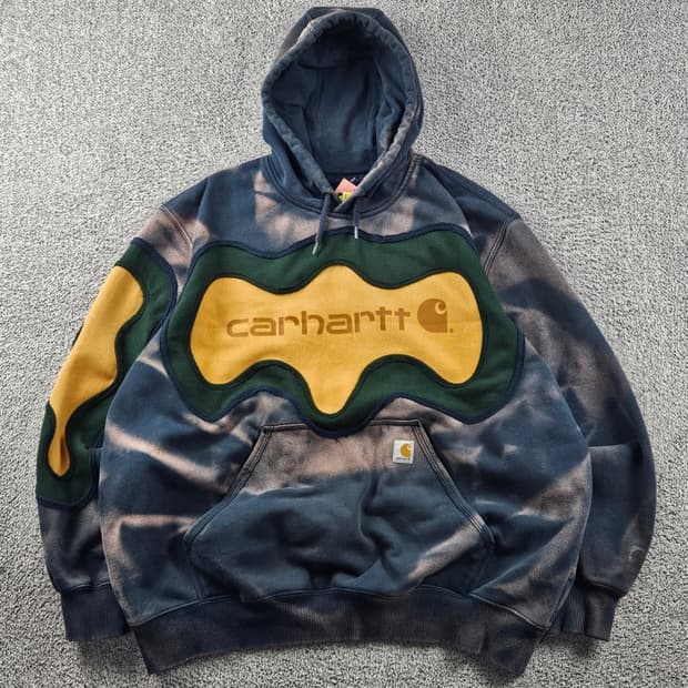 칼하트 아플리케 다잉워시드 커스텀 후드 티셔츠 ( 2XL )/ 10688
