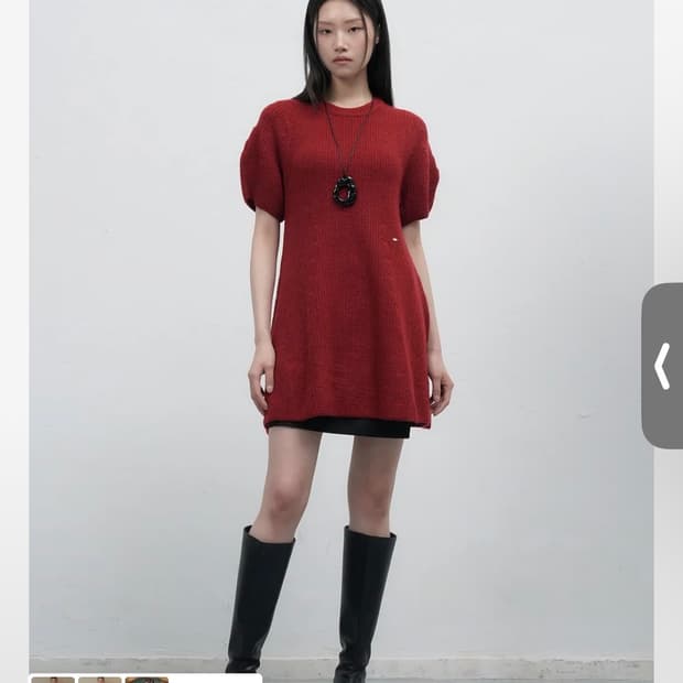 제너럴아이디어 벌룬 슬리브 미니 플레어 원피스