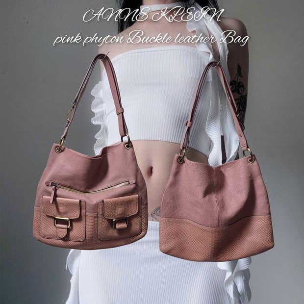 ANNE KLEIN pink phyton Buckle leather
