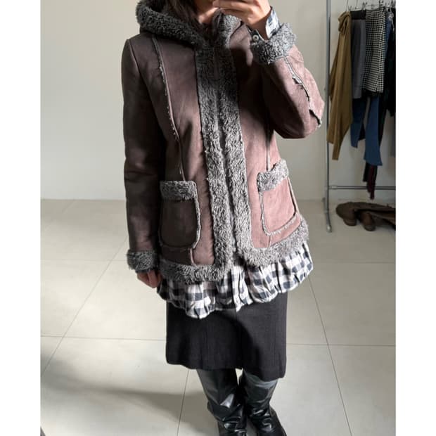 빈티지 후디 무스탕