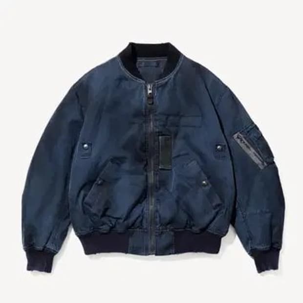 아프레쎄 Vintage Silk Flight Jacket Navy 4사