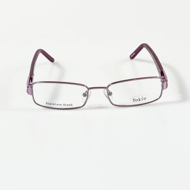 90s TOKIO 바이올렛 메탈 슬림 스퀘어 빈티지 안경