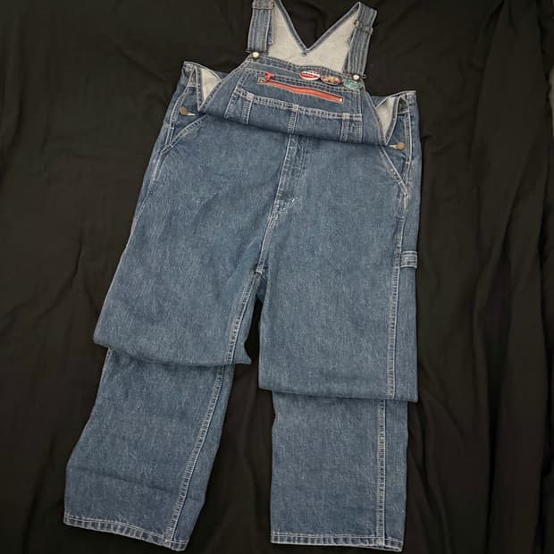 피마원 중청 데님 오버롤