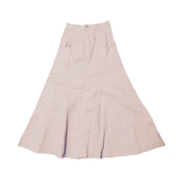 핑크 데님 롱스커트(뒷밴딩)