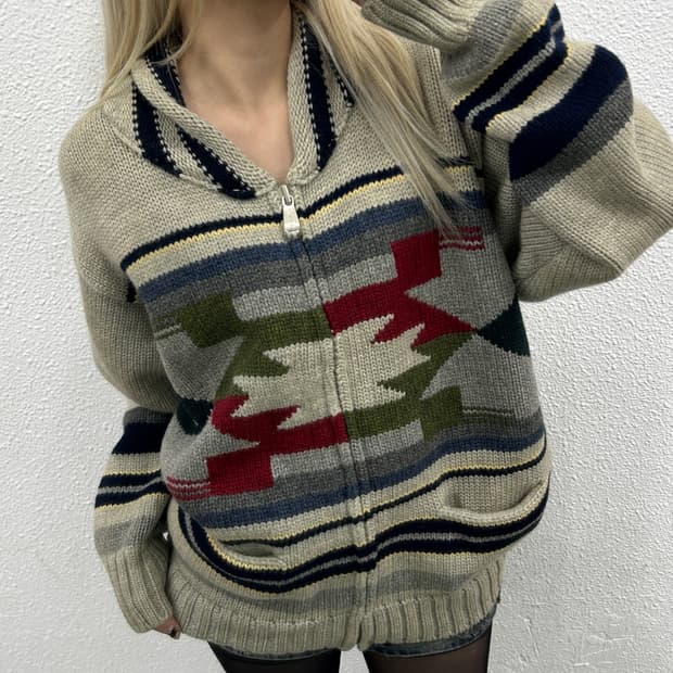 올젠 90s 치마요 니트 집업 100