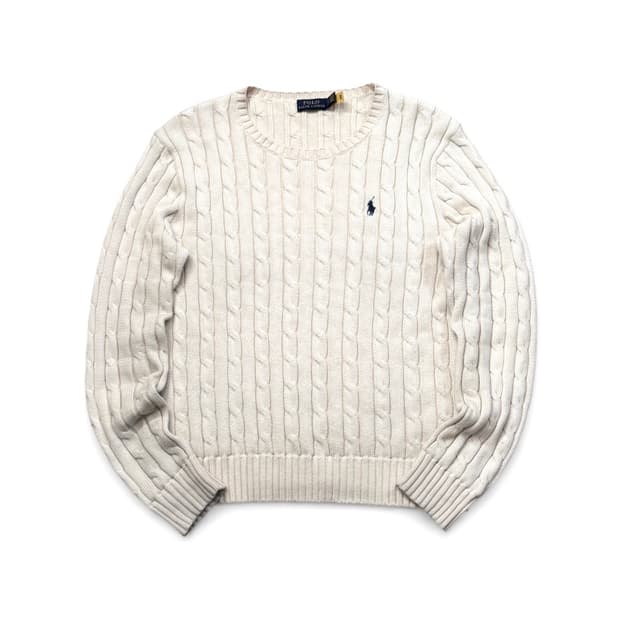 폴로 랄프로렌 (W) 아이보리 케이블 코튼 니트