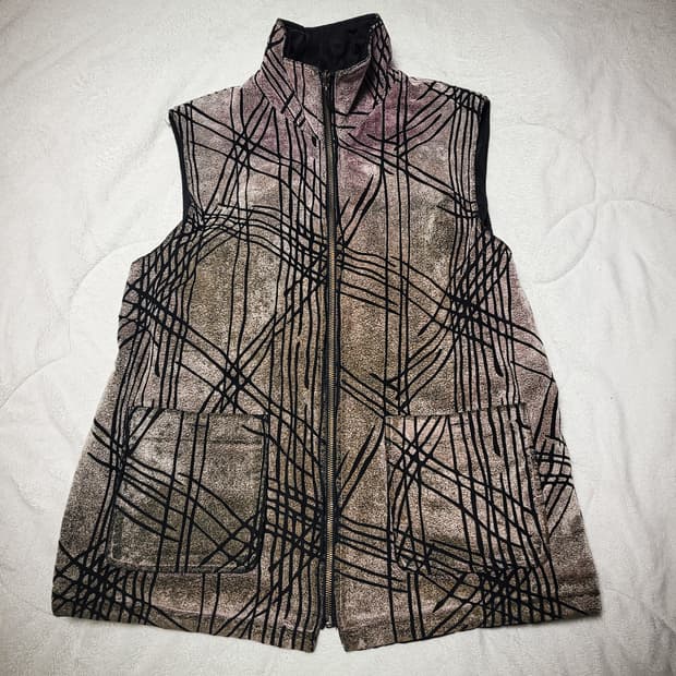 '90s Elegance Abstract Grid Full Zip Ves