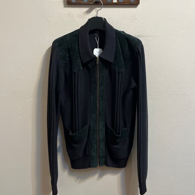 00's 아디다스 빈티지 스웨이드 레더 트림 가디건