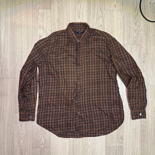 꼼데가르송 옴므 90s 체크 셔츠 브라운
