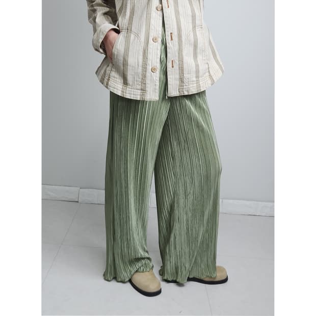 (GU)골지 글로시 롱 팬츠