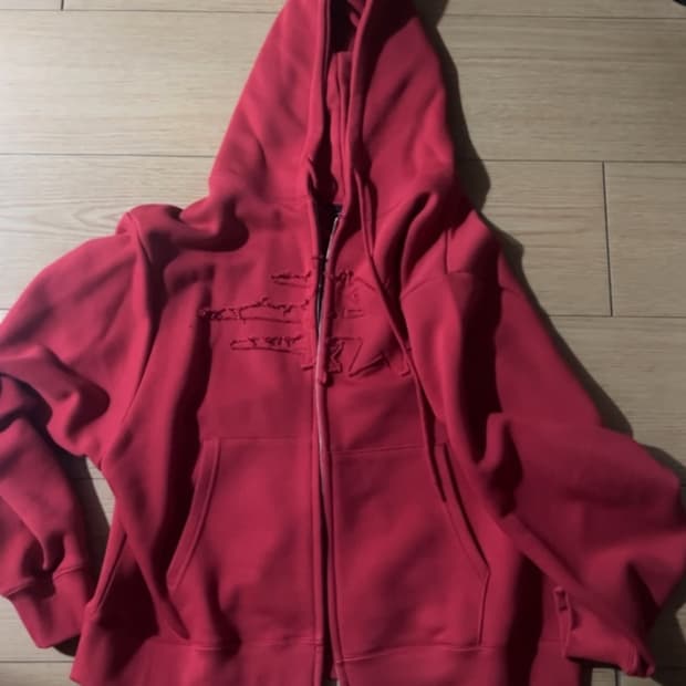 niceghostclub logo hoodies zip up red