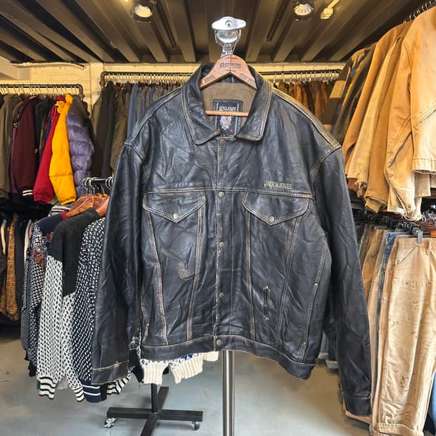 [105]Jack & Jones 헤비 리얼 레더 플라이트 자켓