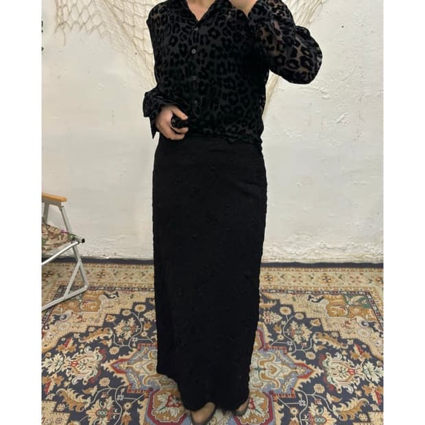 vintage linkle maxi skirt