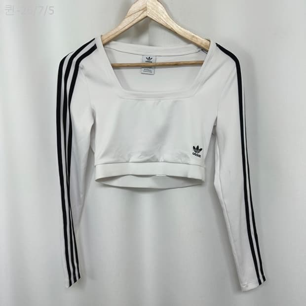 아디다스 여자 크롭 운동복 긴팔티 스판화이트 S 90