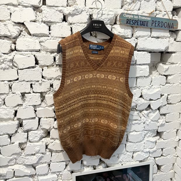 폴로 빈티지 패턴 니트 베스트