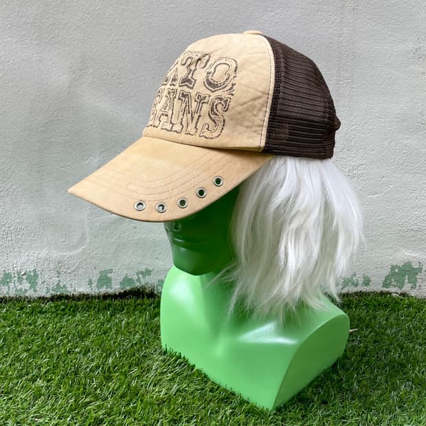 Brown eyelet mesh cap 