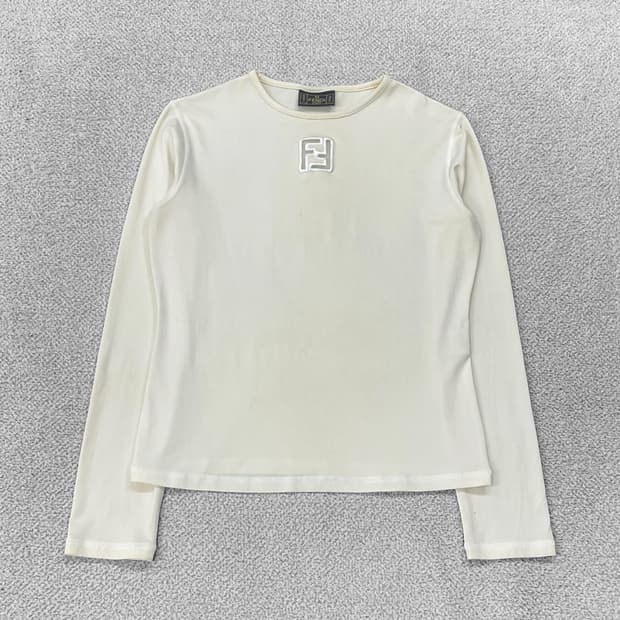 펜디 Fendi FF시스루 로고 롱슬리브 아이보리