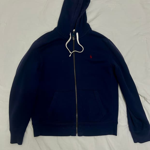 폴로 네이비 후드집업